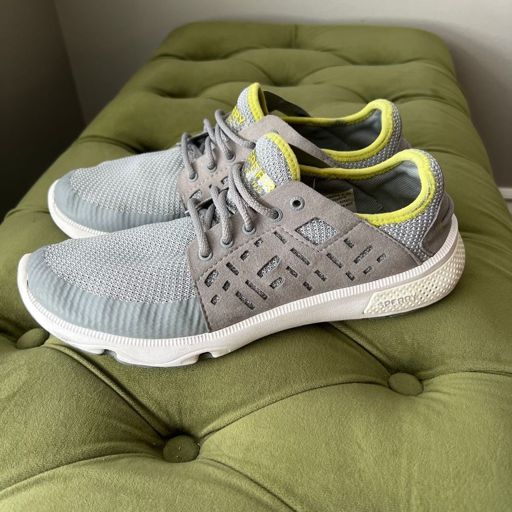 Sperry Seas Sport Mesh Boating Shoes Sneakers Grey Green Women’s 8.5